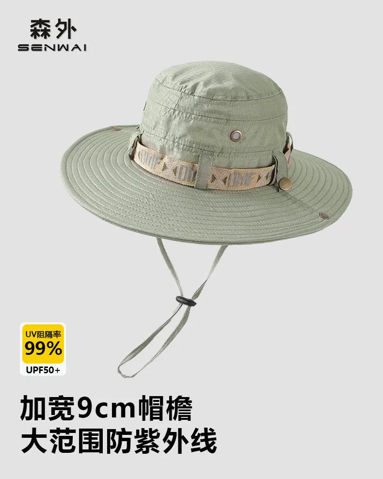 Description Picture 3 of itemSummer Bucket Hat Outdoor UV Protection Wide Brim Panama Safari Hat Mesh Fisherman Beach Cap for Hiking Cycling Fishing Hat