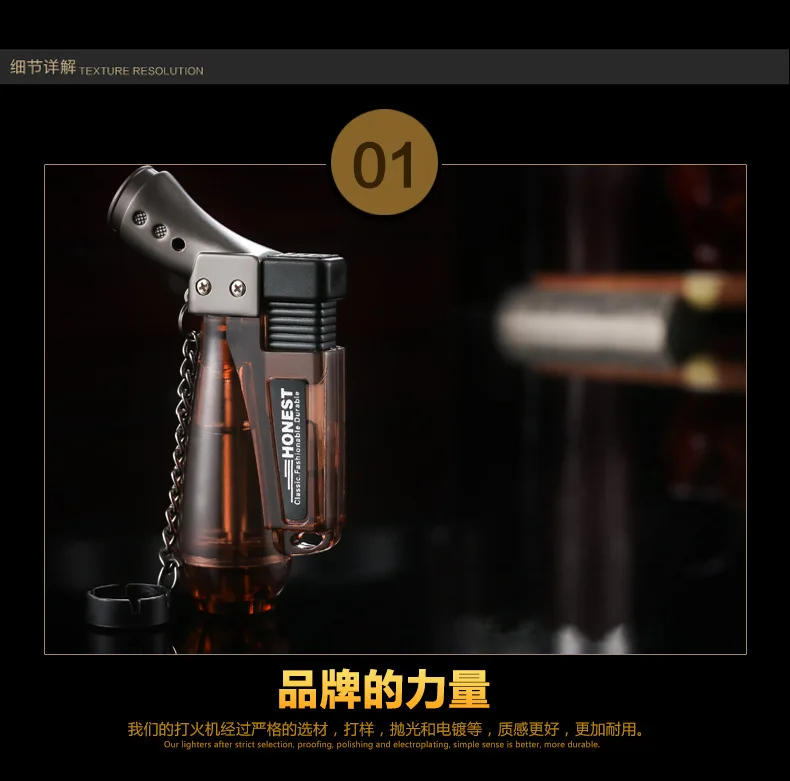 Description Picture 5 of itemHONEST Transparent Windproof Jet Blue Flame Small Welding Gun Butane Gas Torch Lighter Outdoor Compact Portable Cigar Lighters