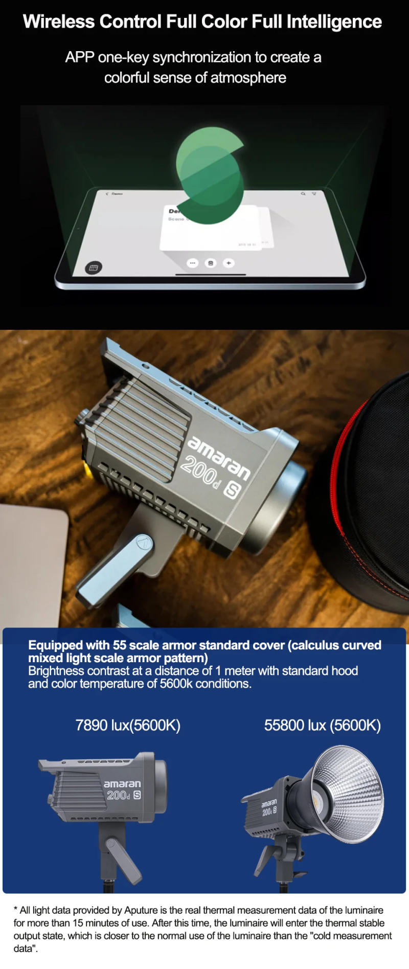 Description Picture 5 of itemAputure Amaran 200d S Amaran 200x S Bi-color 200W 2700-6500k LED  Photographic Strobe Lighting Build-in 9 FX Light Effect