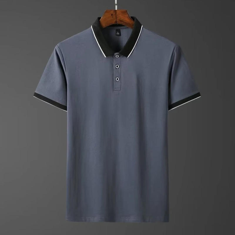 Description Picture 5 of itemNew Mens Short Half Sleeve Office Lapel T Shirt  Muscle Blouse Tops Buttons Business T Dress Simple Thight Solid Men T-shirt