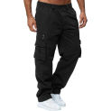 Men Reinforced Pocket Pants Trousers with Multiple Pockets Men's Elastic Waist Cargo Trousers with Multiple Pockets for Wear