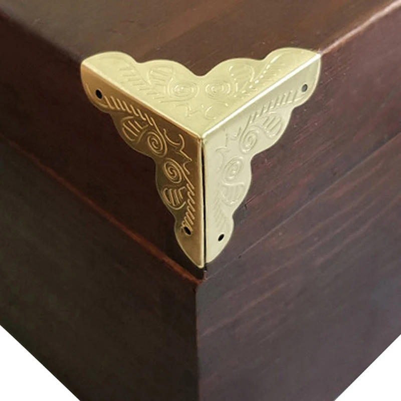 Description Picture 4 of item10PC Luggage Case Box Corners Brackets For Furniture Decorative Triangle Rattan Carved Decorative Corner Protector Metal Crafts