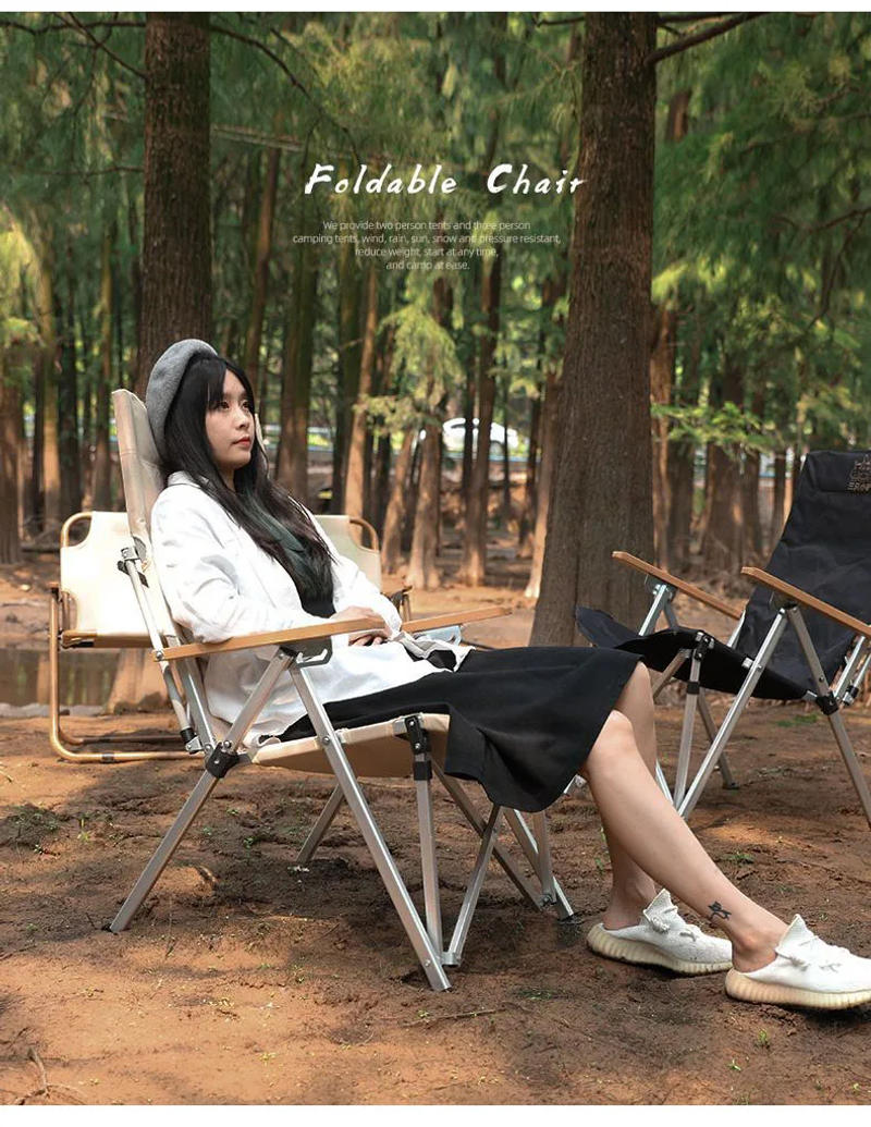 Description Picture 3 of itemOutdoor Camping Chair Four-Speed Adjustable Long Back Chair Folding recliner garden picnic beach Relaxation chair