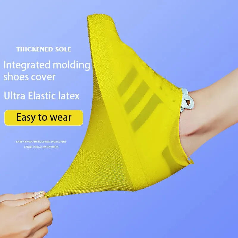 Description Picture 5 of item1Pair Reusable Latex Waterproof Rain Shoes Covers Slip Resistant Rubber Rain Boot Overshoes Outdoor Walking Shoes Cover
