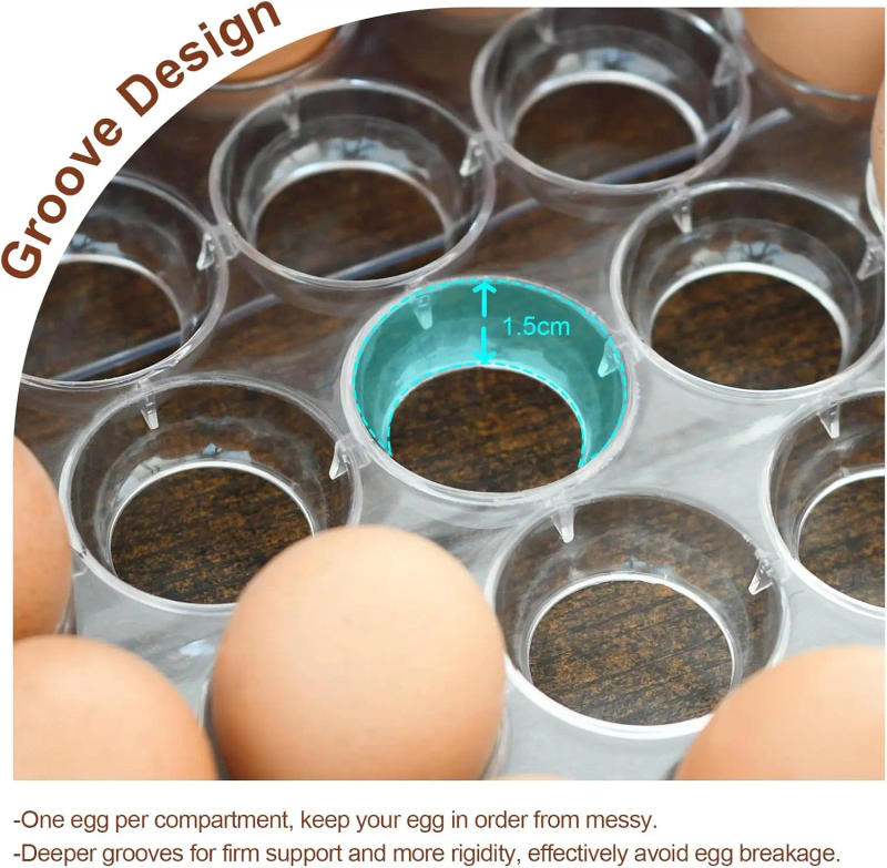 Description Picture 4 of itemEgg Holder for Refrigerator 60 Eggs Clear Drawer Organizer 2 Layer Stackable Egg Holder Egg Trays Egg Storage Container