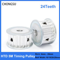 HTD 5M 24T Timing Pulley 24Teeth 5M-24T 11/16/21/27mm Width Toothed Belt Pulleys 4mm-28mm Bore 5mm Pitch Synchronous Belt Pulley