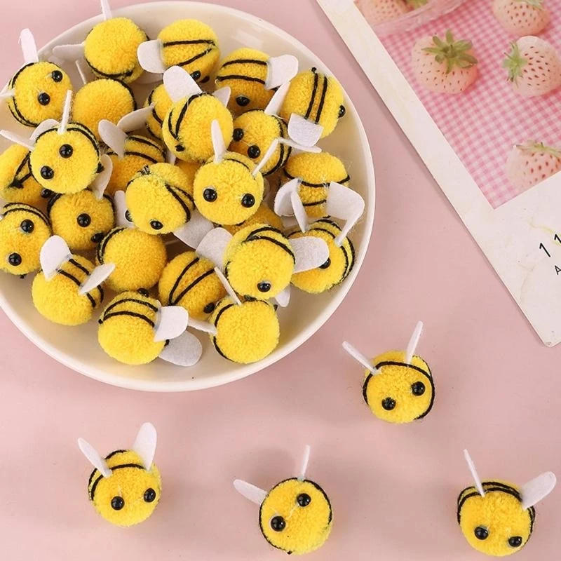 Description Picture 2 of item50Pieces Small Felted Bees Decorations Felted Bumblebees Craft Balls For Clothing Hat Bag Craft Project And Baby Showers D2RD