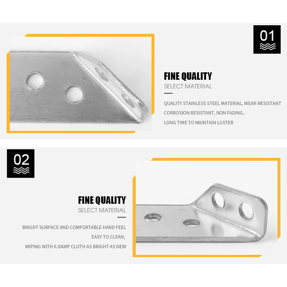 Description Picture 4 of item30-1set Stainless Steel Corner Brackets Furniture Angle Shelf Connector Cabinet Support Fixing Frame Corners Brace with Screws