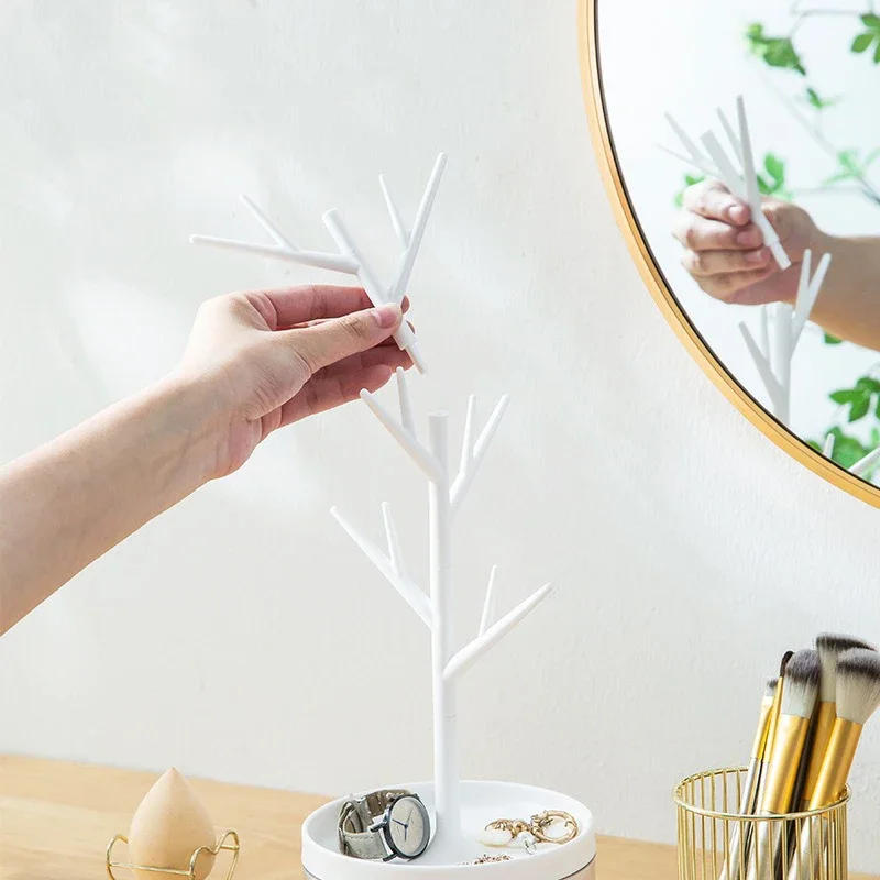 Description Picture 5 of item1pc Rotable Jewelry Stand Creative Tree Branch Earrings Necklace Ring Display Rack Desktop Multifunctional Storage Holder