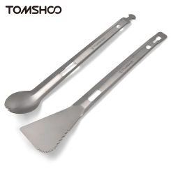 Tomshoo Titanium Multi Tongs Spork Shovel Spatula All-In-One Utensil Portable Camping Cooking Tableware Outdoor Camping Supplies