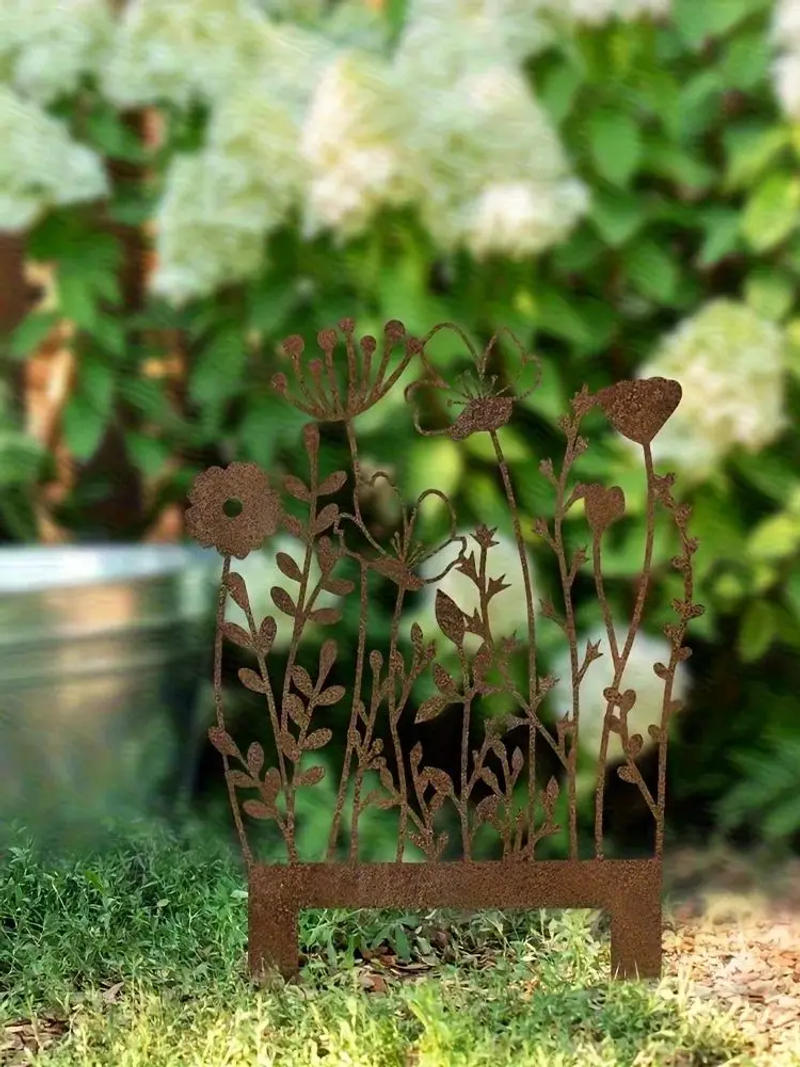 Description Picture 3 of item1pc Art Deco Style Metal Flower Stand, Floor Standing Embroidered Floral, No Electricity or Battery Needed, Ideal for Garden,