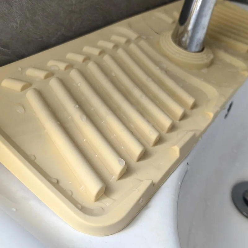 Description Picture 6 of itemHeightened Slope Faucet Drain Pad New Silicone Anti-splash Sink Splash Mat Thicken Anti-slip Pool Soap Pad Kitchen