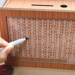 Euro Dollar Saving Money Box Handmade Wooden Cash Vault Piggy Bank with Money Goals Numbers for Kids Adults Gifts