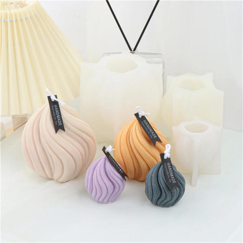 Description Picture 2 of itemArtistic Geometry 3D Candles Molds Carved Wavy Candle Irregular Stripes DIY Columnar Silicone Candle Mould For Home Decoration