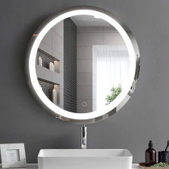 24 INCH Large Round Mirror for Bathroom Touch Screen Dimmable Anti-fog Bathroom LED Light Mirror