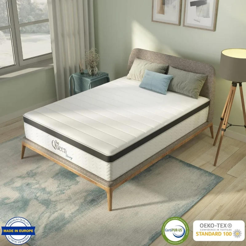 Description Picture 4 of item8 Inch Maxima Hybrid Mattress, Full Size, Cooling Gel Infused Memory Foam and Innerspring Mattress, Bed in a Box, White & Gray