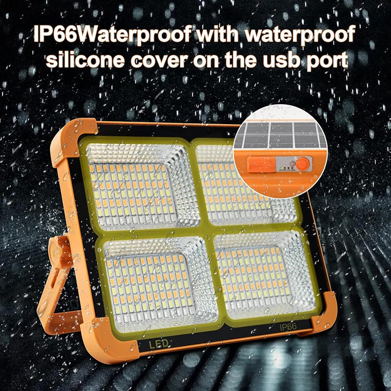 Description Picture 5 of itemNEW LED Solar Floodlight USB Rechargeable Emergency Camping Lantern Waterproof Outdoor Portable Searchlight Spotlight Flood Lamp