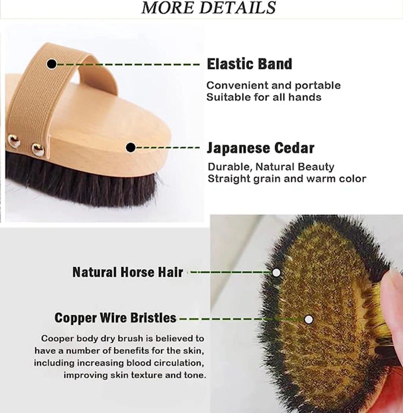 Description Picture 5 of itemNatural Beech Bristle Brush Bath Brush Meridian Dredging Body Beech Wood Dry Brush Exfoliatin Massage Control Blood Circulation