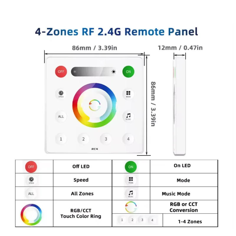 Description Picture 5 of itemSP63AE/RB4/RC4 Pixels LED Controller SPI WS2812B RGB SK6812 WS2814 RGBCCT Light Strip Bluetooth Music IOS Android 2.4G 5V-24V