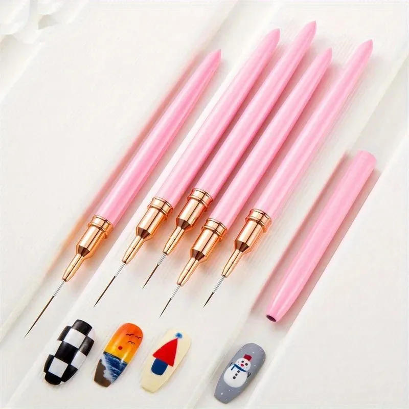 Description Picture 2 of item5pcs Nail Art Liner Brush Nail Art Liners Striping Brushes 3D Tips Line Stripes DIY Drawing Pen UV Gel Painting Brushes