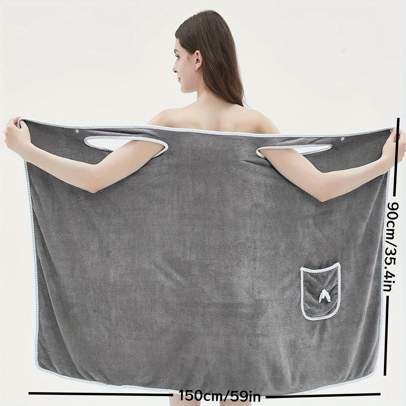 Description Picture 4 of itemBath Towel Household Women Wearable Wrap Adults Absorb Water Polyester Dry Hair Skirt Long Style Bathroom Washable Bathrobe
