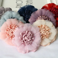 10PCS/Lot 6CM Handmade Chiffon Fabric Artificial Flower For Wedding Invitation Dress Hats Decoration