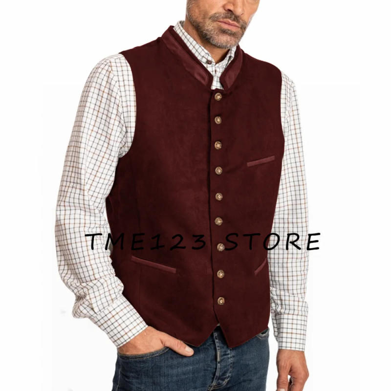 Description Picture 5 of itemMen's New Suede Vest Business Solid Color Simple Sleeveless Vest Formal Man Vests for Men Male Summer Gilet Waistcoat Mens