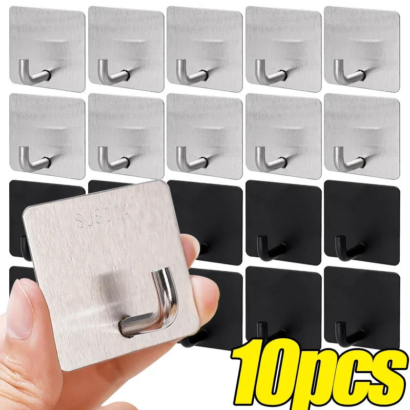 Description Picture 2 of item10/1PCS Stainless Steel Wall Hooks Adhesive No Punching Organizer Hanger Multi-purpose Kitchen Bathroom Storage Hardware Hook