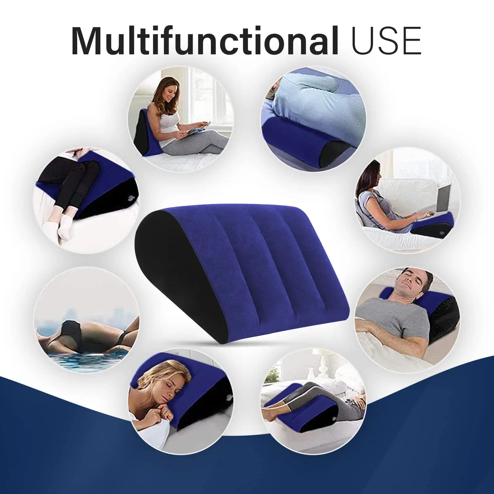 Description Picture 3 of itemInflatable Wedge Pillow Body Position Couple Sex Cushion Portable Sleeping Travel Yoga Cushion Lightweight Adult Support Pillow