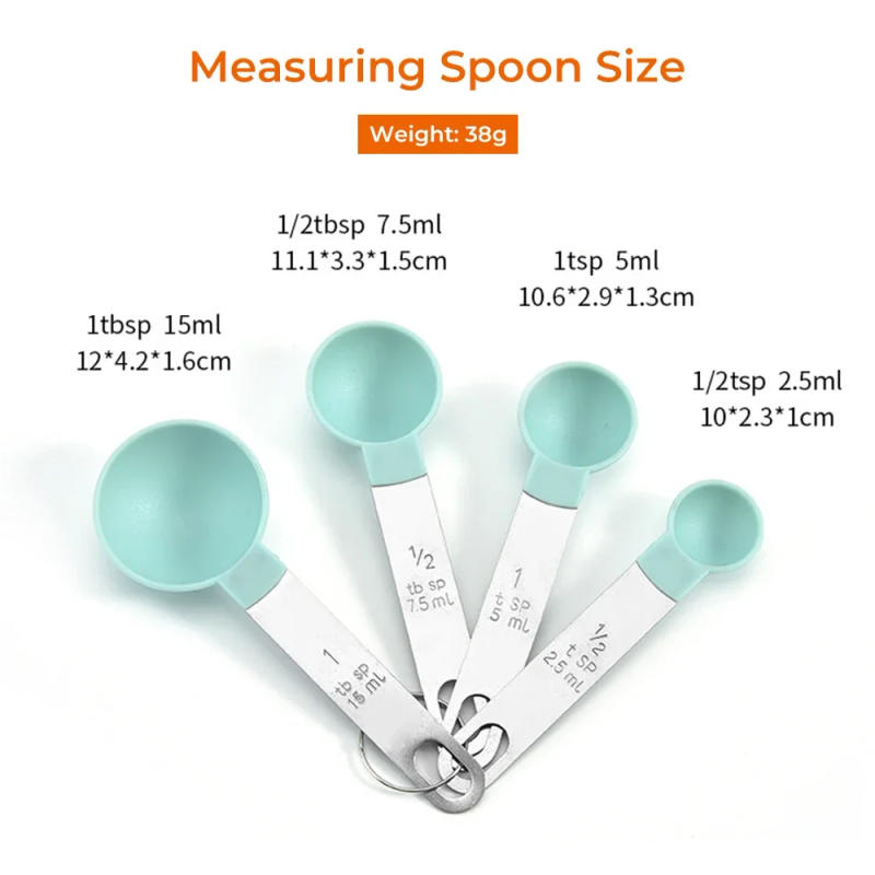 Description Picture 4 of item4pcs Spoon Set Tools Kitchen Measuring Baking Stainless Steel Handle Measuring Cup with Scale Measuring Spoon Kitchen Gadgets