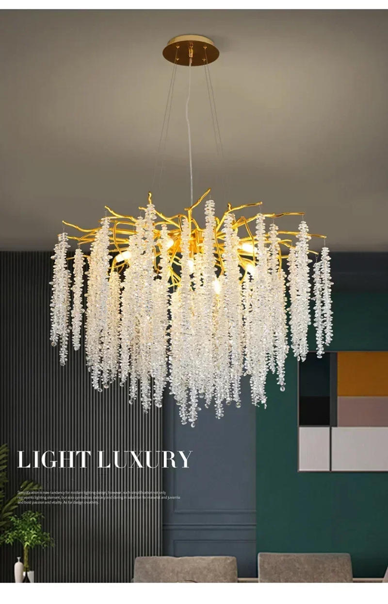 Description Picture 2 of itemNordic Tree Branch Lustre Crystal Led Lights Modern Dining Table Pendant Chandelier Modest Ceiling Lamps for Room Home-appliance