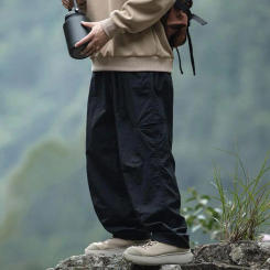 Men Elastic Waist Pants Quick-drying Sweatpants Men's Quick Dry Windproof Cargo Pants with Double Side Pockets for Outdoor