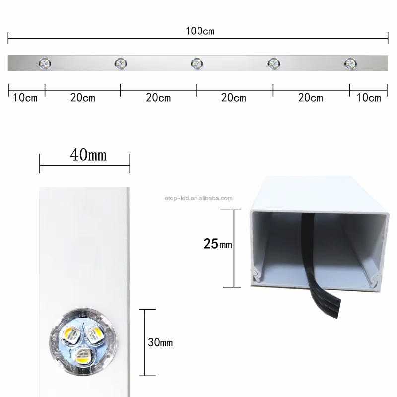 Description Picture 3 of item10M/lot TM1814IC DC12V 30MM Diameter RGBW High quality Permanent track lights lights,10 lights/M or 5 lights/M with track