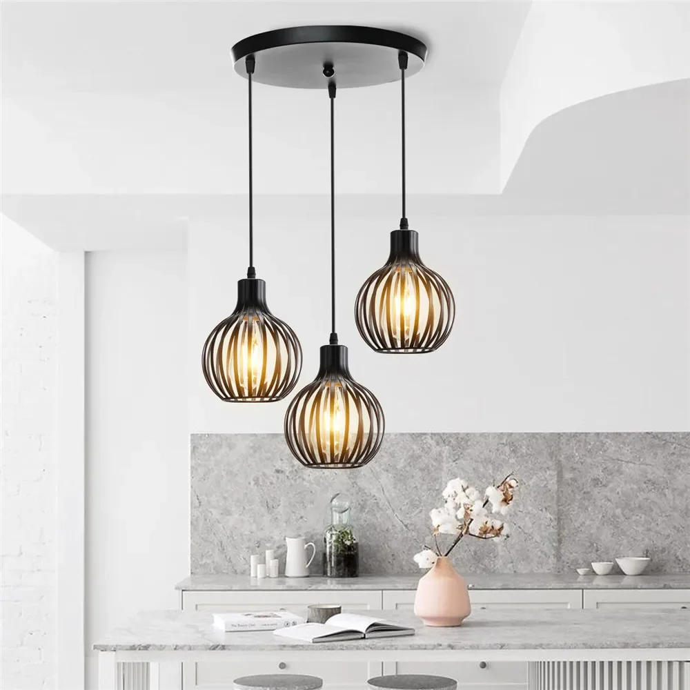 Description Picture 6 of itemLoft Vintage Hanging Lamps Iron Cage Pendant Lights Retro Home Decor Dinning Table Chandelier Kitchen Lighting Fixtures E27