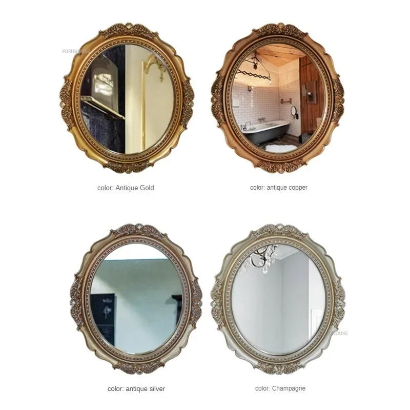 Description Picture 2 of itemNordic Oval Bath Mirrors Retro Art Bathroom Entrance Bathroom Mirrors Creative Hotel Restroom Wall Carved Decorative Mirrors