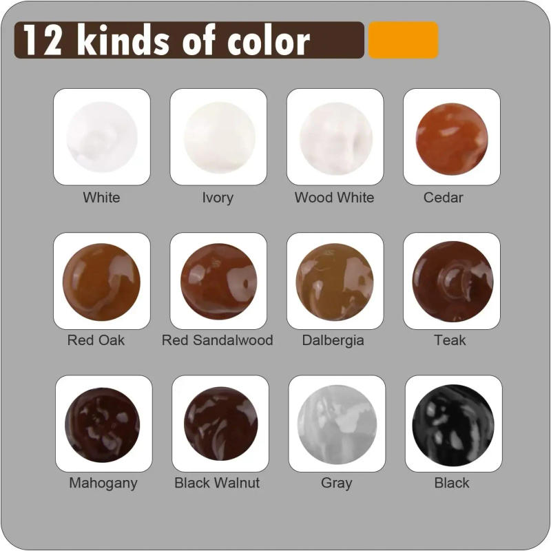 Description Picture 3 of item12 Colors Wood Paint Repair Paste,DIY Cabinet Floor Wardrobe Scratches Holes Refinishing Paste,Wooden Furnitures Scratch Filler
