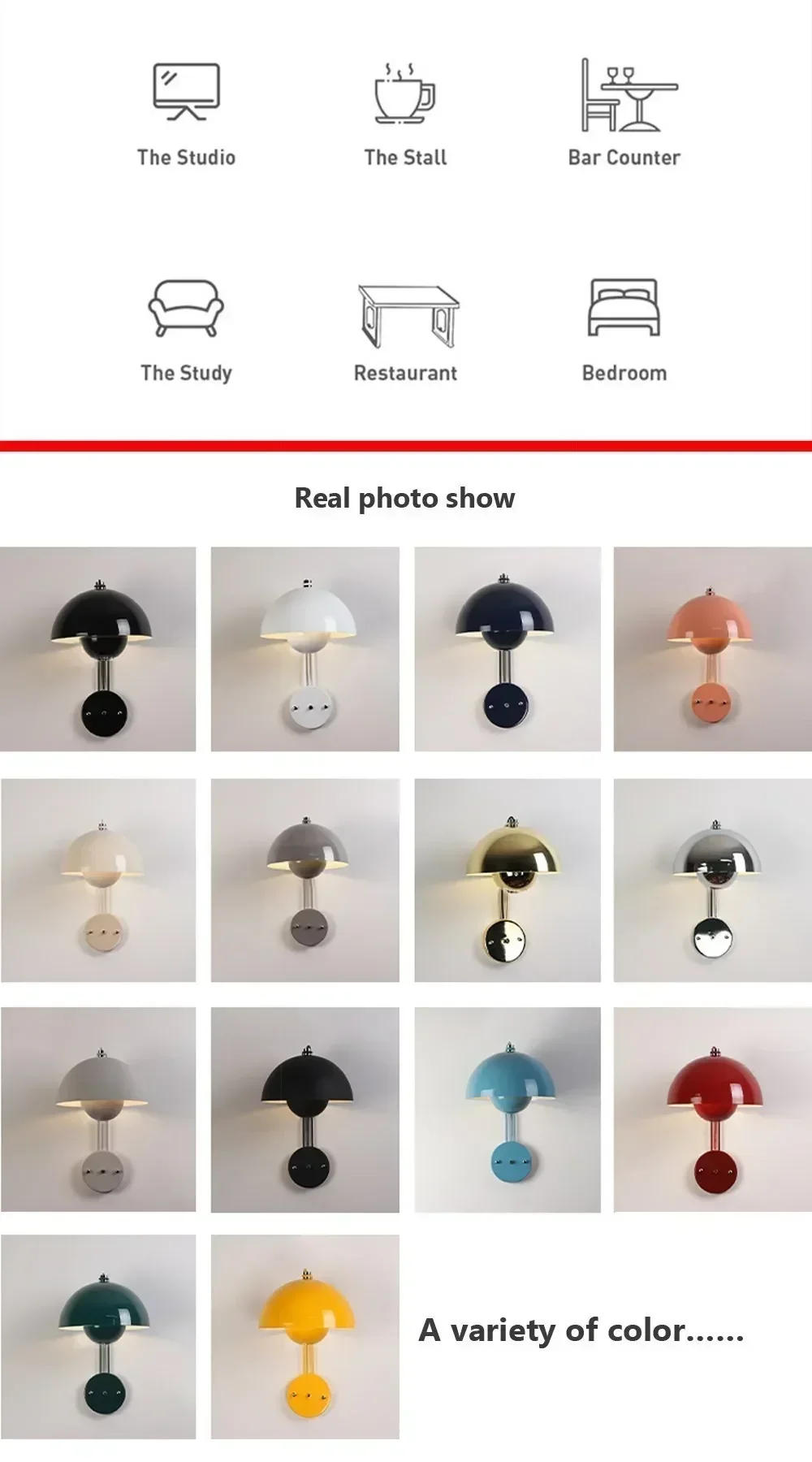 Description Picture 4 of itemLED Nordic  Wall Lamp Mushroom Light For Living Room Bedroom Bedside Hallway Study Restaurant Backwall Indoor Decorations Lights