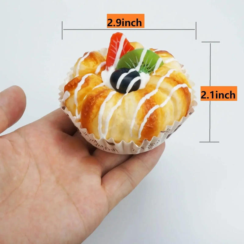 Description Picture 3 of itemArtificial Cake Decor and Faux Desserts Replica, Fake Fruit, Bread, Food, Kitchen and Bakery, Shop Props, 6 Pack
