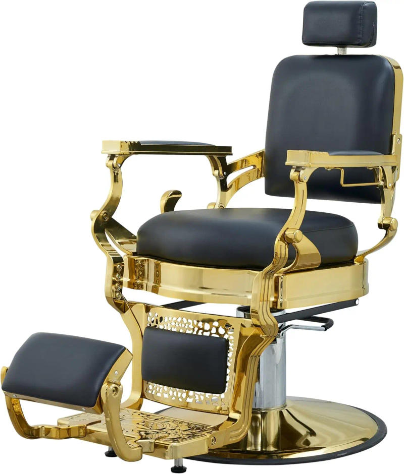 Description Picture 2 of itemVintage Barber Chair for Barbershop Heavy Duty Recline Salon Chair for Hair Beauty Stylist Tattoo Home (Golden)