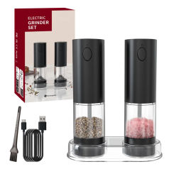 Automatic Salt and Pepper Grinder Electric,Pepper Grinder USB Rechargeable Kitchen Stainless Steel Pepper Mill With LED Light