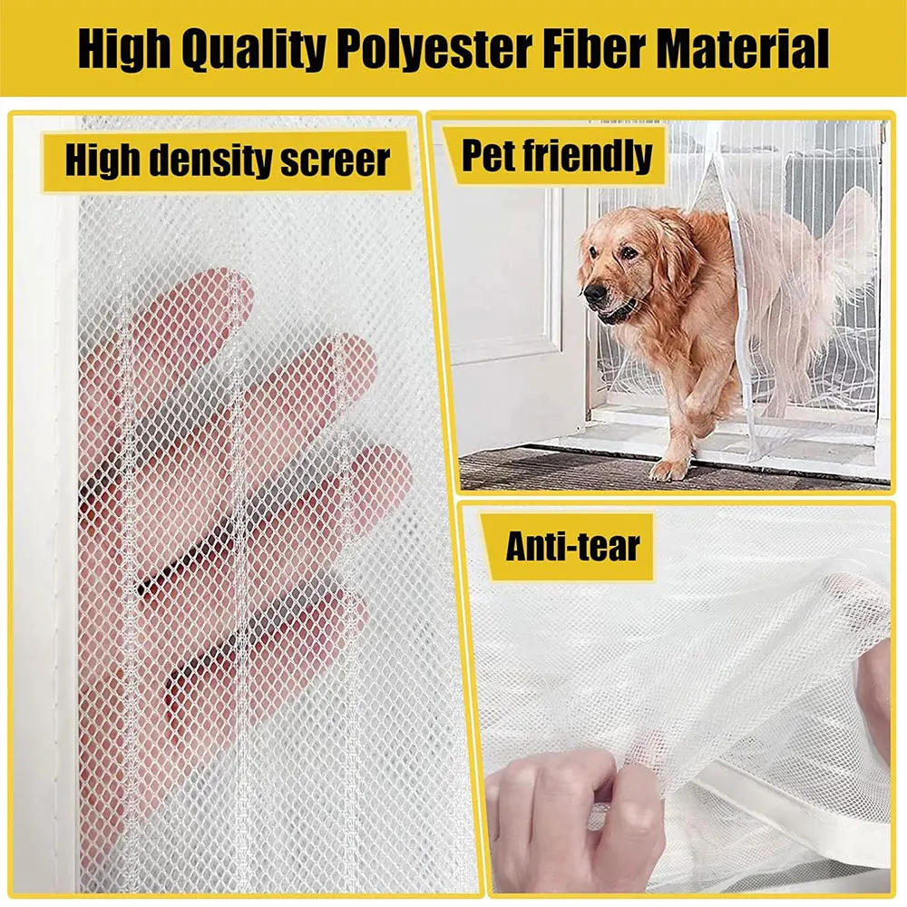 Description Picture 3 of itemMagnetic Screen Door Screen Hands Free Mesh Partition Heavy Duty Curtain Keeps Bugs Out Frame Hook & Loop Pet and Kid Friendly