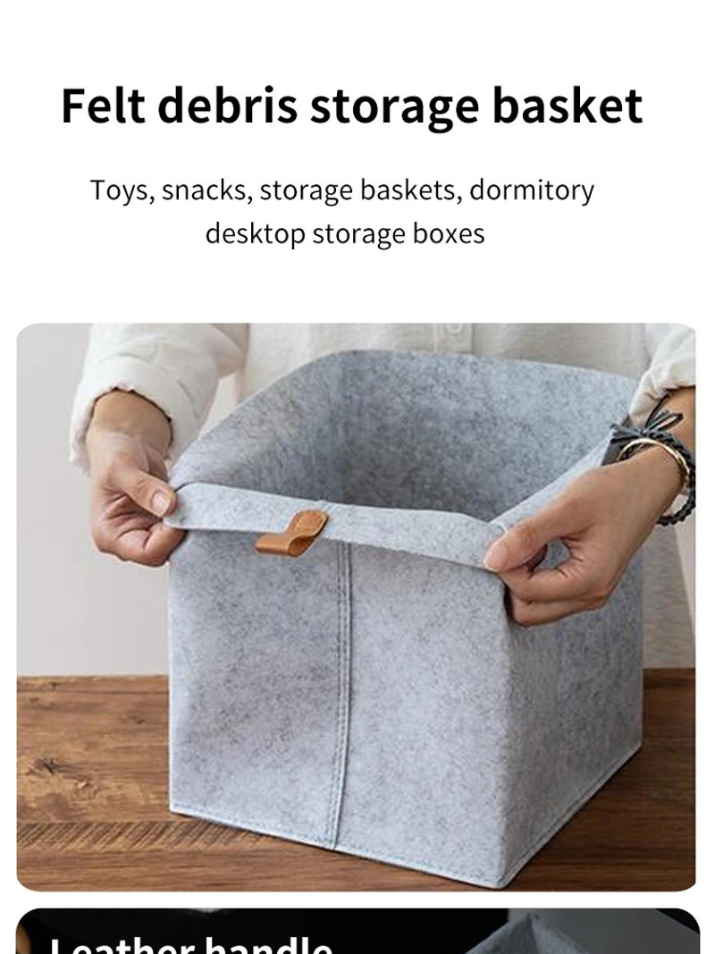 Description Picture 2 of itemVarious Clothes Felt Storage Baskets Home Bathroom Laundry Bucket Office Sundries Box Toy Storage Box Dormitory Underwear Storag