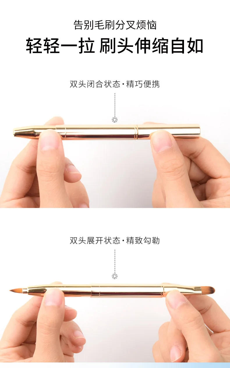Description Picture 4 of itemRetractable Lip Makeup Brush Lipstick Lip Gloss Brush Telescopic Dual Use Lip Eyeshadow Brush Beauty Tools With Protect Cap