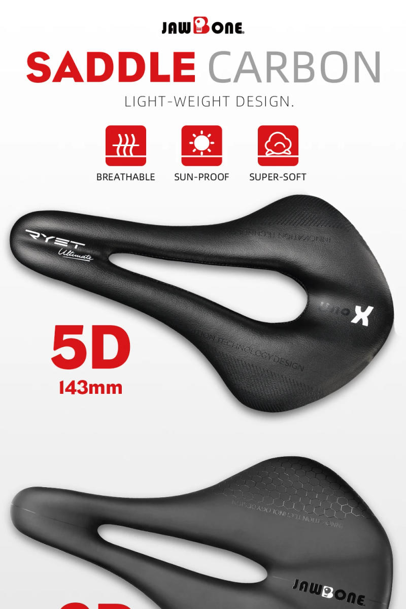 Description Picture 2 of itemRYET Bike Saddle 5D 6D 7D Ultralight Leather Road Mountain Full Carbon Bicycle Seat Cushion 143mm 145mm 155mm MTB Cycling Parts