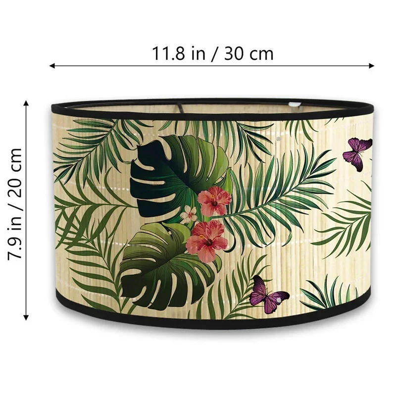 Description Picture 2 of itemE27 Vintage Flower Printed Lampshades Bamboo Handmade Lamp Cover Bar Cafe Wall Table Lamp Light Cover Home Decor Art Chandelier