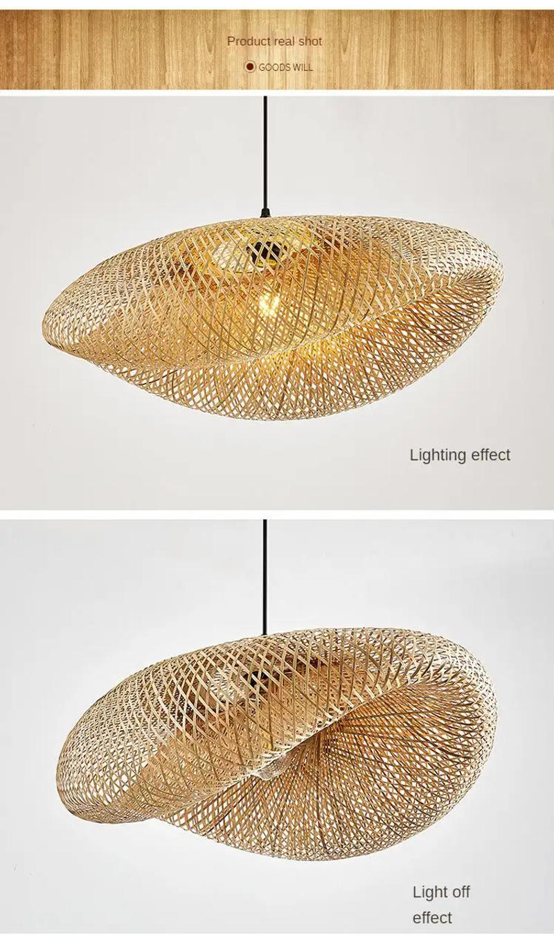Description Picture 4 of itemZK20 Bamboo Weaving Chandelier Lamp 60/50/40cm Hanging LED Ceiling Light Pendant Lamp Fixtures Rattan Woven Home Bedroom Decors