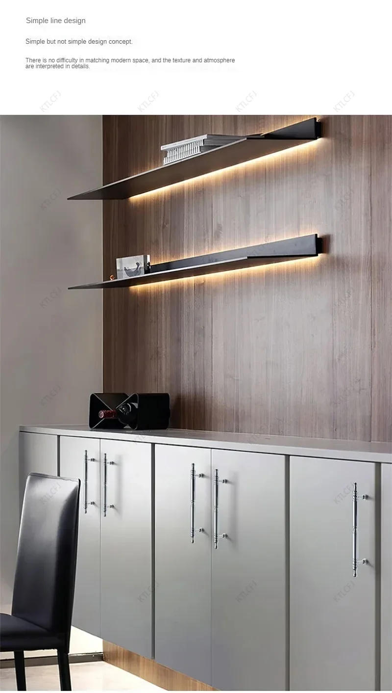 Description Picture 6 of itemBright Chrome Plated French Pure Copper Handle Light Luxury Simple Wardrobe Door Cabinet Bedside Table Silver Brass Handle