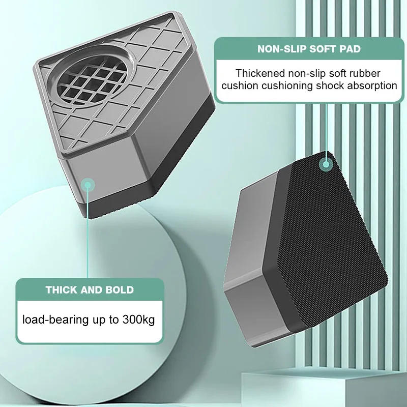 Description Picture 6 of itemGray Strengthen Washing Machine Anti Vibration Pad Rubber Feet Legs Mat Silent Washer Dryer Furniture Support Dampers Stand 4Pcs