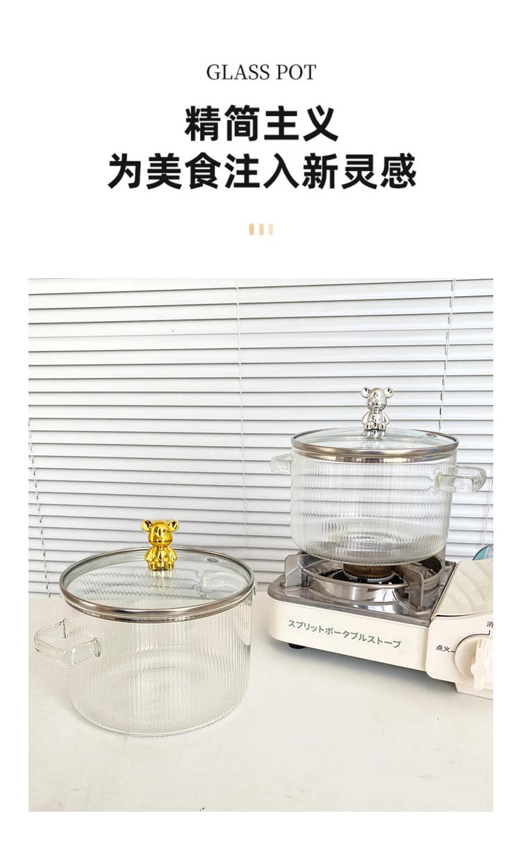 Description Picture 4 of itemNew Household Large Soup Bowl Salad Bowl with Lid Instant Noodle Bowl Can Directly Cook Binaural Glass Pot