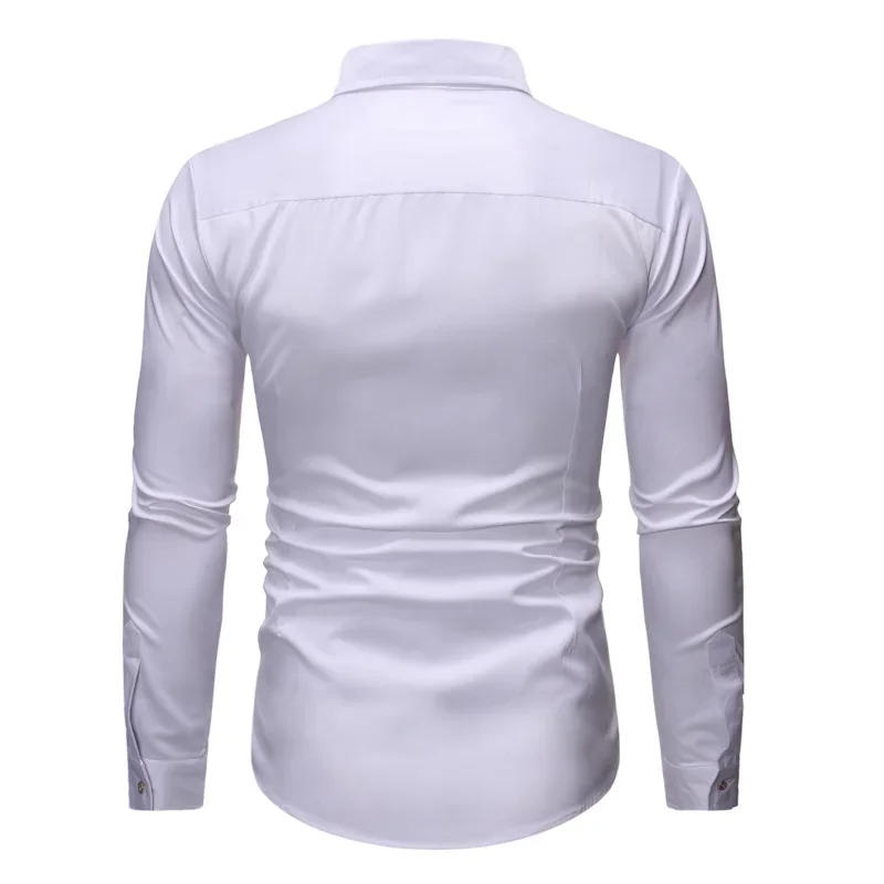 Description Picture 6 of itemMens Tuxedo Shirt White Turn-down Collar Shirt Men Slim Fit Long Sleeve Dress Shirts Formal Business Wedding Groom Shirt Male